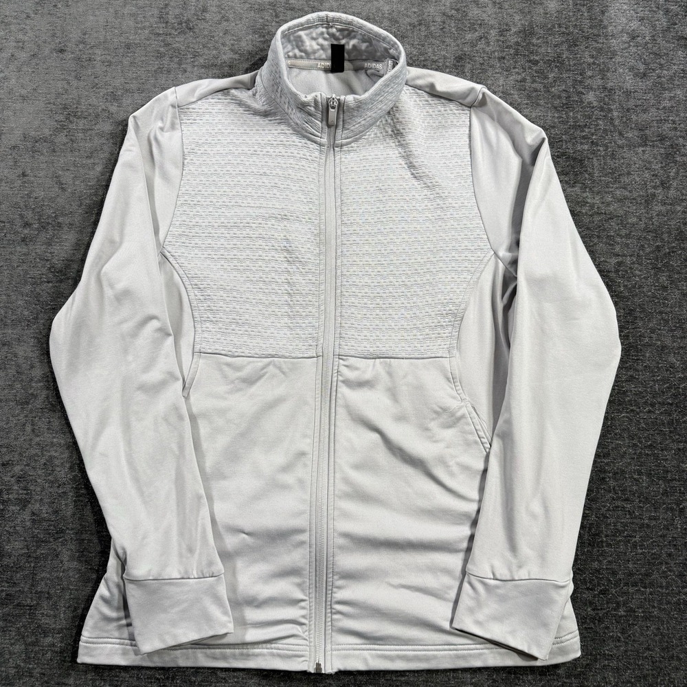 Adidas Golf Layer Jacket Women's Size Large Gray Textured Athletic Full-Zip